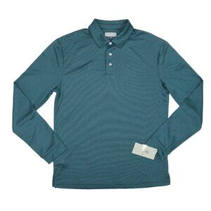 PGA Tour Moisture Wicking Long Sleeve Men's Golf Polo Shirt NWT Dark Sea Green